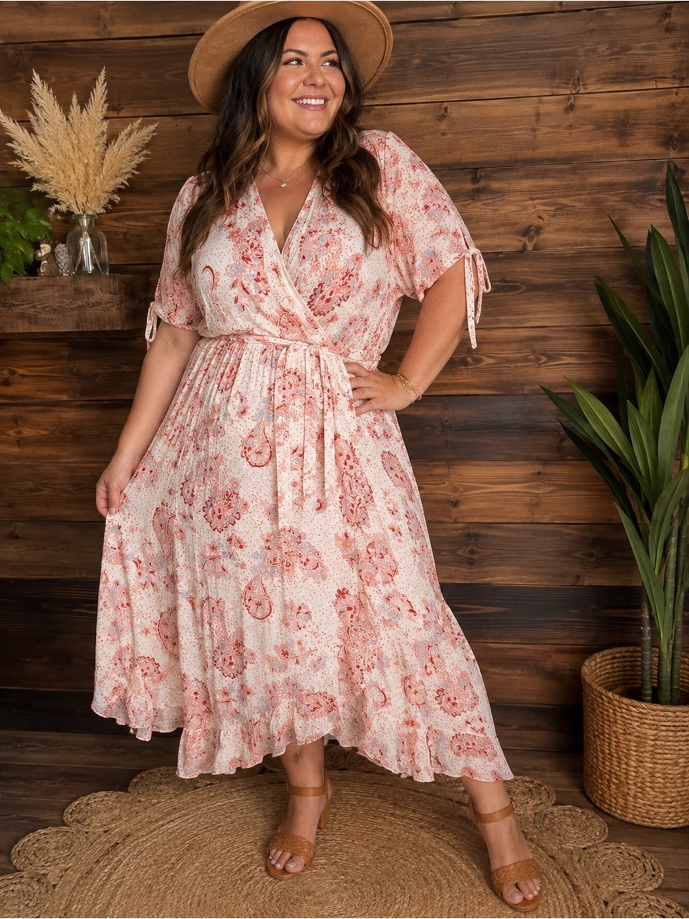 NWT Torrid Floral Paisley Wrap Midi Dress Size 0X XL Boho Cottagecore